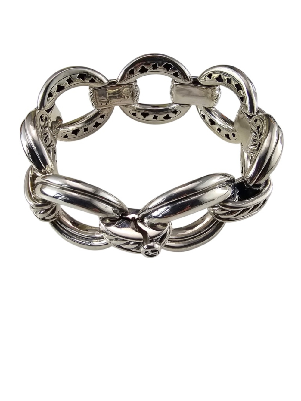 David Yurman Sterling Silver Oval Wide Cable Link Bracelet #24559 - Picture 3 of 7